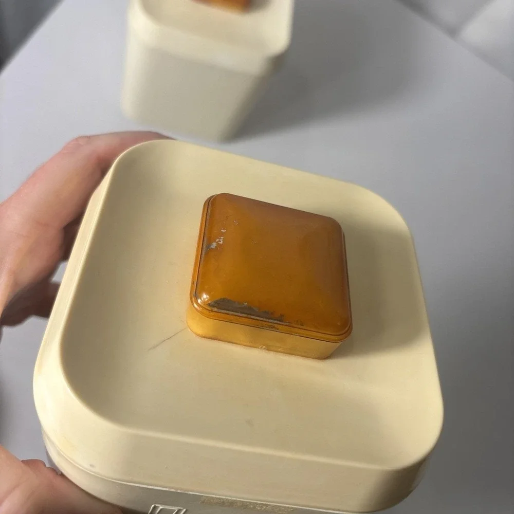 VTG 50's Lustro Ware Cream Plastic Kitchen Canister Set of 2 Tea Coffee Bakelite
